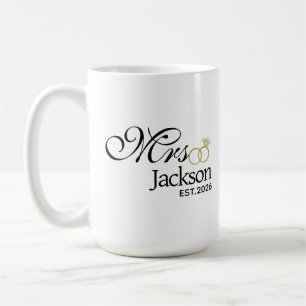 Moderne Braut Name Hochzeitsring Datum Schwarzer T Kaffeetasse