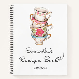 Moderne Braut-Rezept im Rosé- und Weißen-Teeparty- Notizbuch