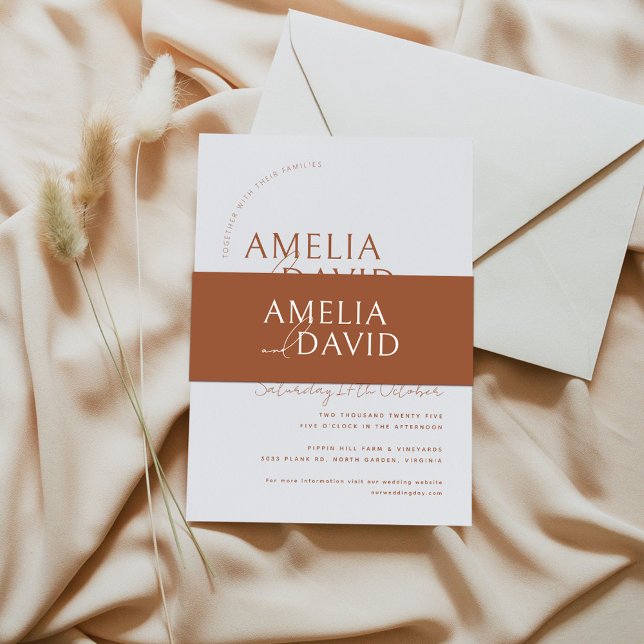 Moderne Brautbündchen und Bräutigamen Einladungsbanderole (Von Creator hochgeladen)