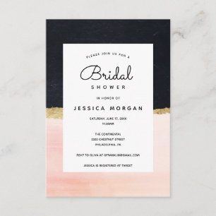 Moderne Brautdusche Aquarell Einladung Rosa