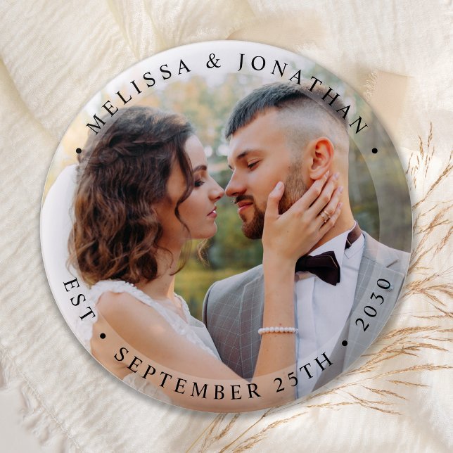 Moderne Brautgroom Einfaches Foto Hochzeit Button (Von Creator hochgeladen)