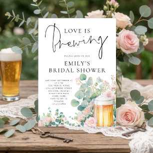 Moderne Brautparty 'Beer Love is Brewing' Einladung