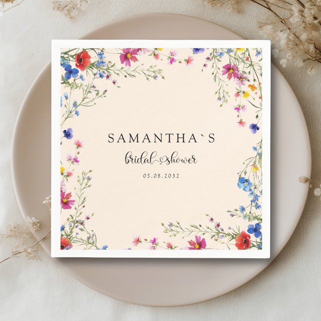 Moderne Brautparty mit Wildblumen Serviette (Modern Wildflower Bridal Shower Paper Plates)
