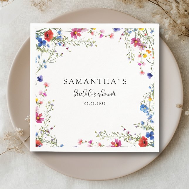 Moderne Brautparty mit Wildblumen Serviette (Modern Wildflower Bridal Shower Paper Plates)