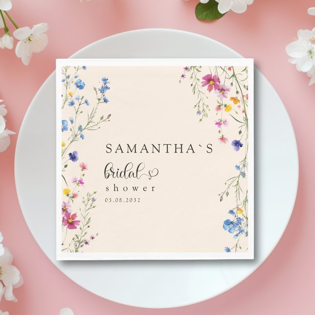 Moderne Brautparty mit Wildblumen  Serviette (Modern Wildflower Bridal Shower Napkins)