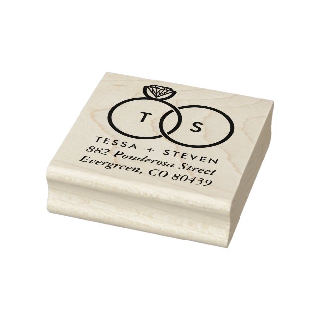 Moderne Briefmarke für den Hochzeitsring Monogram- Gummistempel (Stempel)