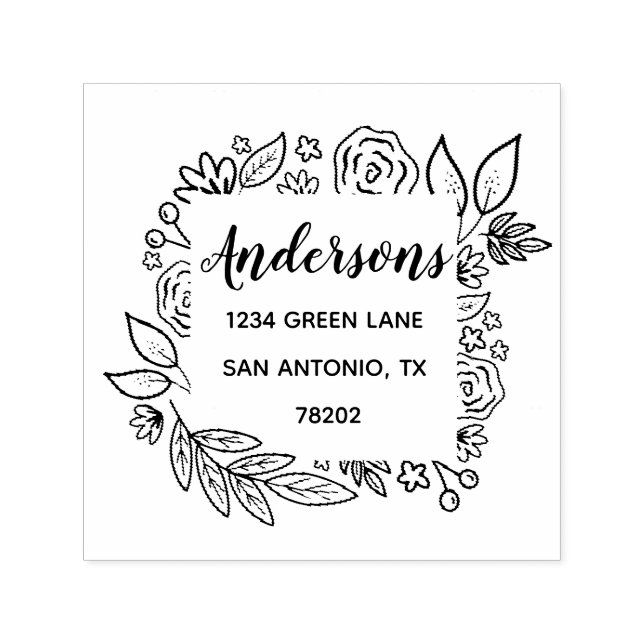 Moderne Briefmarke zur Rücksendeadresse von Blumen Permastempel (Design)