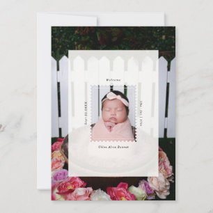 Moderne Briefmarken-Foto-Geburt Baby Ankündigung