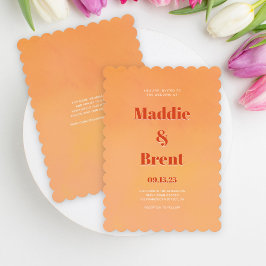 Moderne Bright & Bold Gradient Burnt Orange Weddin Einladung