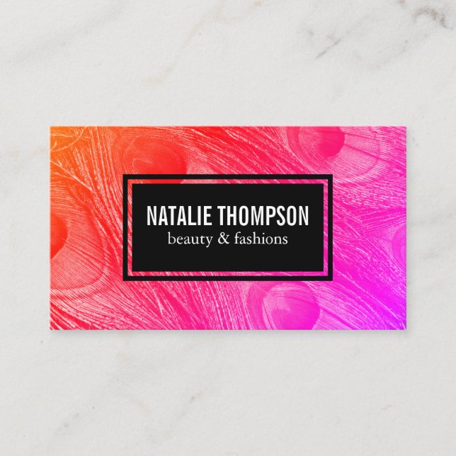 Moderne Bright Peacock Feathers Visitenkarte (Vorderseite)