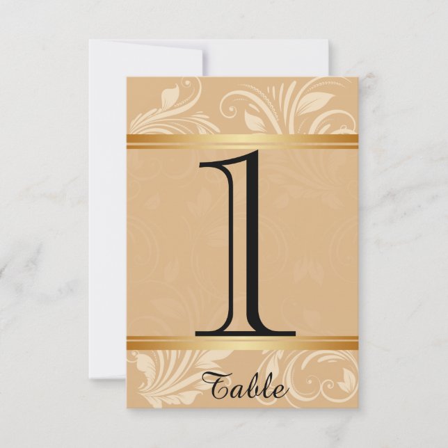 Moderne Bronze Floral Wedding Tischnummer (Vorderseite)