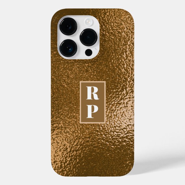 Moderne Bronze Metallic texturiert Case-Mate iPhone 14 Pro Hülle (Rückseite)