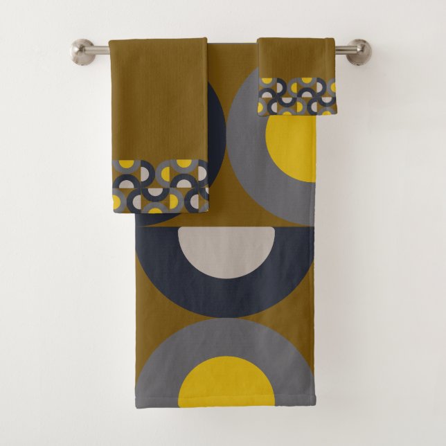 Moderne Bronze-Senf-Thunder aus dem Mittelalter Badhandtuch Set (Insitu)