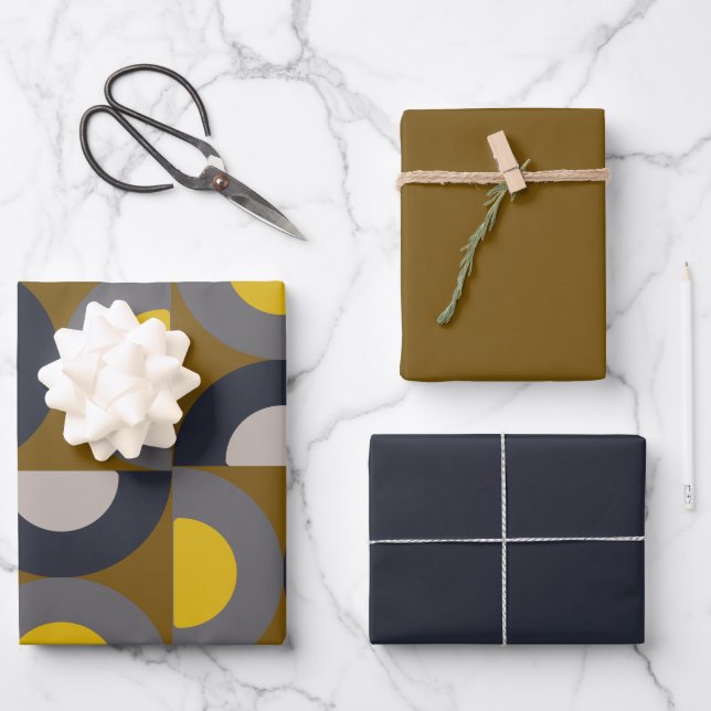 Moderne Bronze-Senf-Thunder aus dem Mittelalter Geschenkpapier Set (Vorderseite)