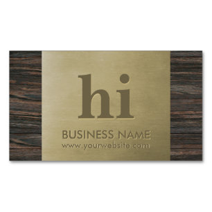Moderne Bronzemonogramm-Holz-Beschaffenheit Magnetische Visitenkarte