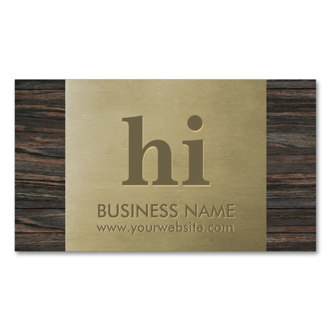 Moderne Bronzemonogramm-Holz-Beschaffenheit Magnetische Visitenkarte (Vorderseite)