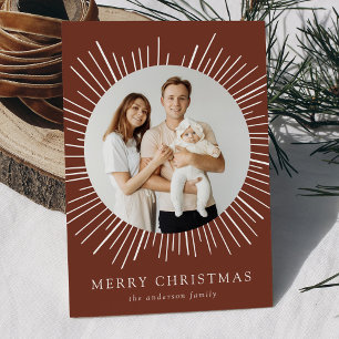 Moderne Brown Sunburst Frohe Weihnachten 2 Foto
