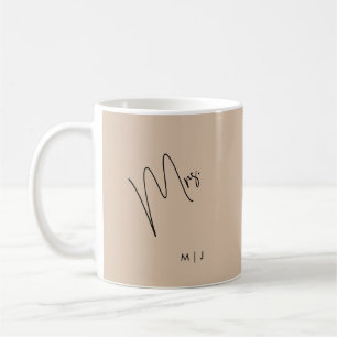 Moderne Brücke Beige + Schwarzes Skript Kaffeetasse