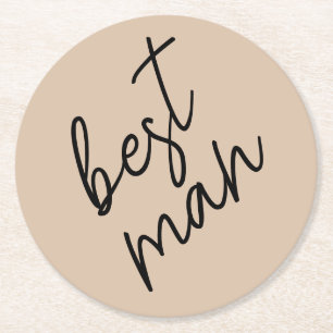 Moderne Brücke Beige + Schwarzes Skript Runder Pappuntersetzer