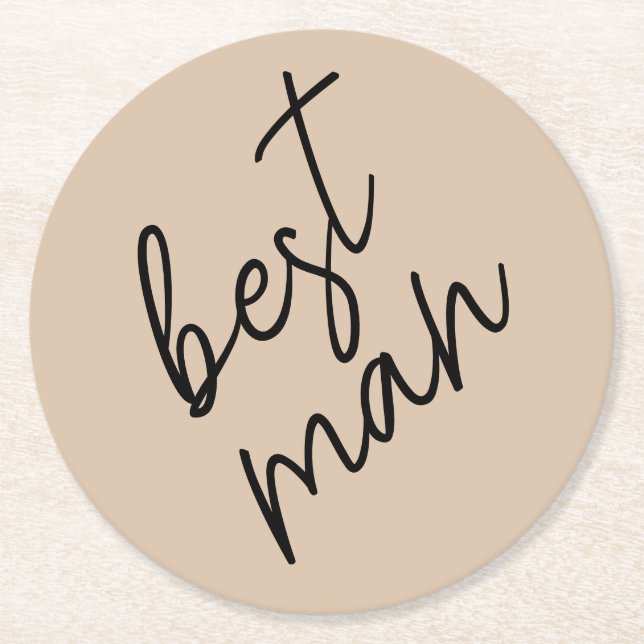 Moderne Brücke | Beige + Schwarzes Skript Runder Pappuntersetzer (Vorderseite)