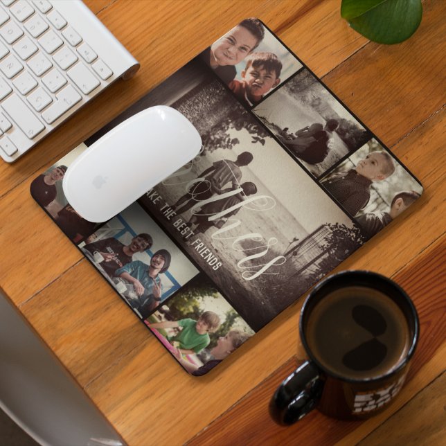 Moderne Bruder besten Freunde Dunkle Foto Collage Mousepad (Von Creator hochgeladen)