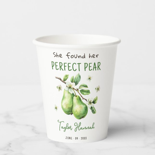 Moderne Brunch Greenery Perfect Pear Brautparty Pappbecher (Vorderseite)