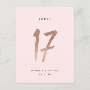 Moderne Brush Rose Gold Wedding Tischnummer 17