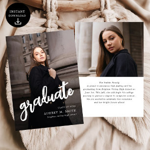 Moderne Brush-Schrift Foto Abitur Ankündigung
