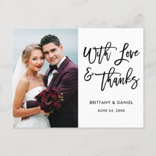 Moderne Brush-Schrift Liebe und Dank Hochzeit Wht Postkarte