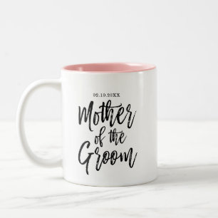 Moderne Brush Script Mutter des Bräutigams Zweifarbige Tasse