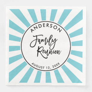 Moderne Brush Script und Stripes Family Wiedersehe Serviette