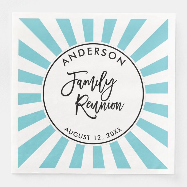 Moderne Brush Script und Stripes Family Wiedersehe Serviette (Vorderseite)