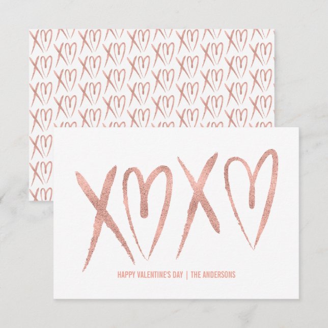 Moderne Brushed Rose Gold Klassenzimmer Valentine  Einladung (Vorne/Hinten)