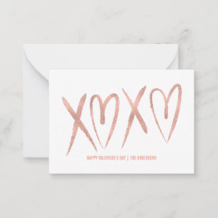 Moderne Brushed Rose Gold Klassenzimmer Valentine  Mitteilungskarte