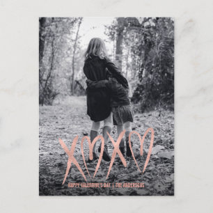 Moderne Brushed Rose Gold Valentine Foto Postkarte