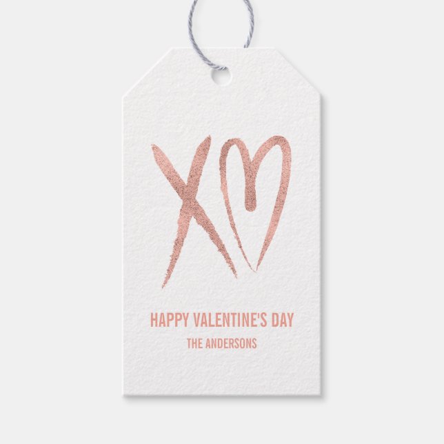 Moderne Brushed-Rose Gold Valentine-Geschenkmarke Geschenkanhänger (Vorderseite)