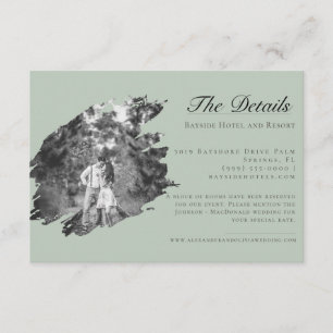 Moderne Brushstroke Foto Wedding   Sage Green Begleitkarte