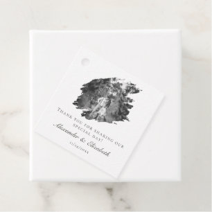 Moderne Brushstroke Foto Wedding   Weiß Geschenkanhänger