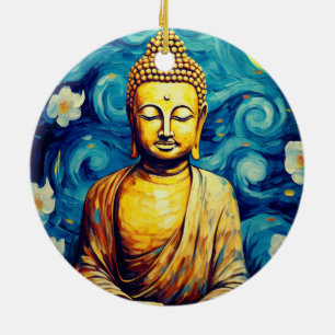 Moderne Buddha-Malerei bunt Keramik Ornament