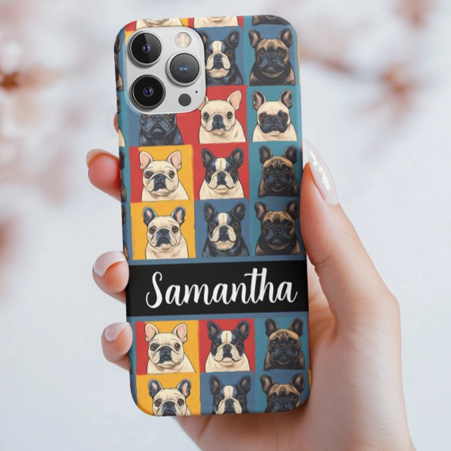 Moderne Bulldog Portraits Personalisiert iPhone 16 Hülle (Von Creator hochgeladen)