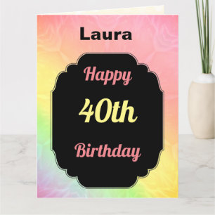 Moderne bunt 40. Geburtstag Karte