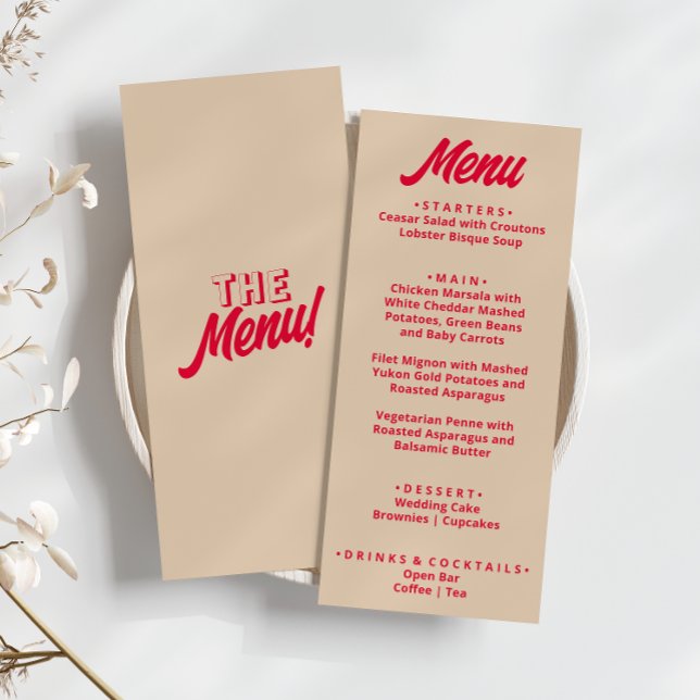 Moderne bunt kühne Funky Retro Einzigartige Hochze Menükarte (Von Creator hochgeladen)