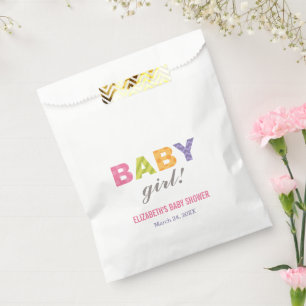 Moderne bunte Buchstaben Baby Shower für Baby Mädc Geschenktütchen