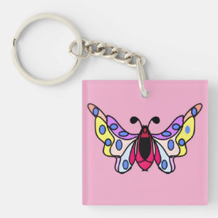Moderne bunte Butterfly-Volks-Kunst nach Maß Schlüsselanhänger