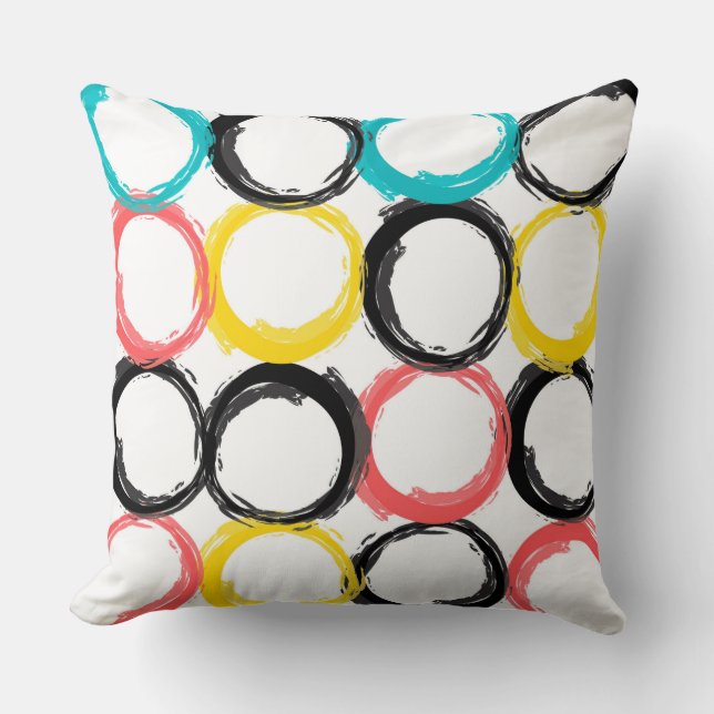 Moderne, bunte, coole, einzigartige, trendy Kreise Kissen (Vorderseite)