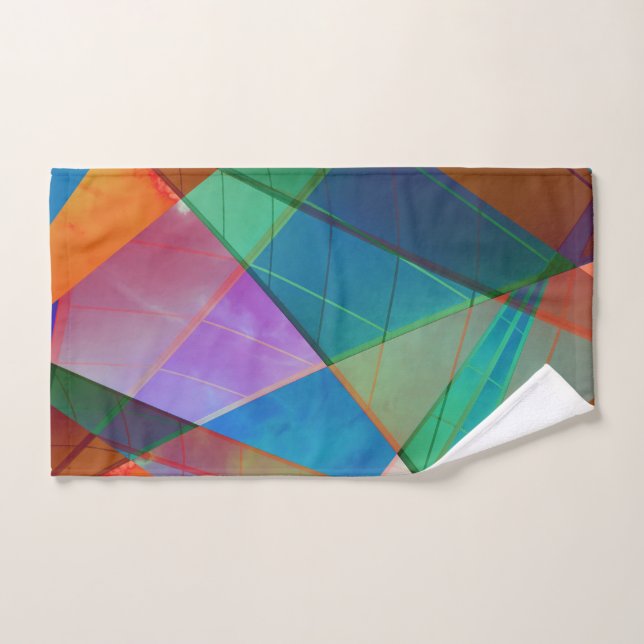 Moderne, bunte Dreiecke, trapezische Formen Kunst Handtuch (Handtuch)