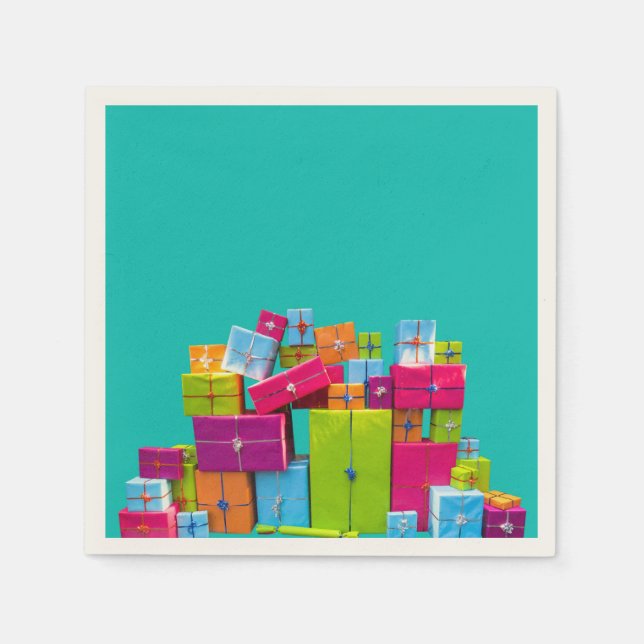 Moderne, bunte Geschenke Weihnachten Serviette (Vorderseite)