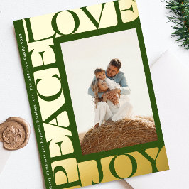 moderne, bunte Green LIEBE PEACE JOY Foto Rahmen Folien Feiertagskarte
