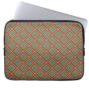 Moderne, bunte quadratische geometrische Muster Laptopschutzhülle