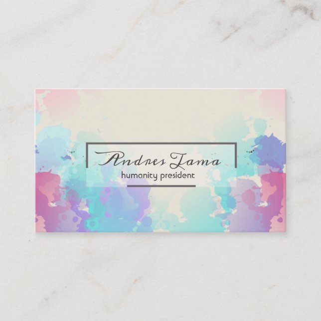 Moderne bunte rosa blaue Aquarell-Visitenkarte Visitenkarte (Vorderseite)